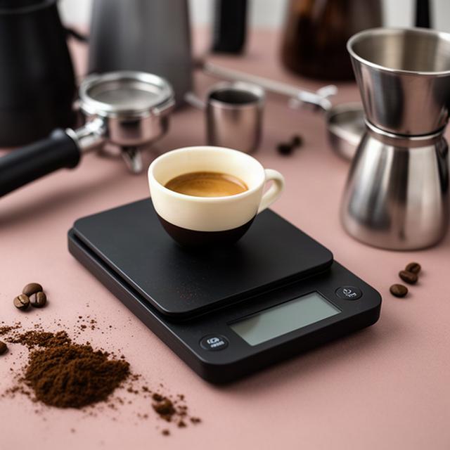 Digitale Waage unter einer Espressotasse auf einer Barista-Station