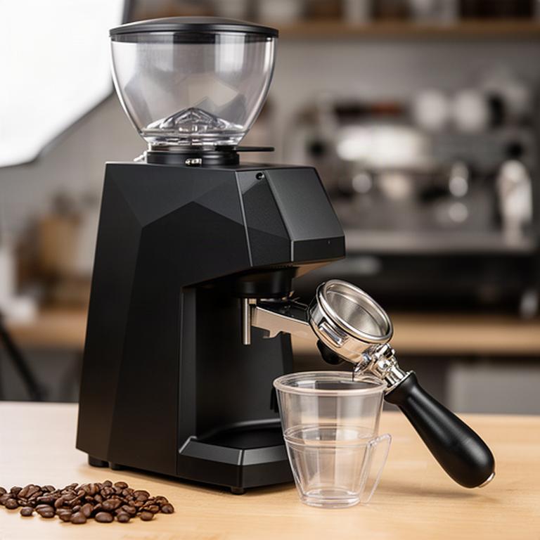 Baratza Sette 270 mit Dosierbecher neben einem Espresso-Siebträger